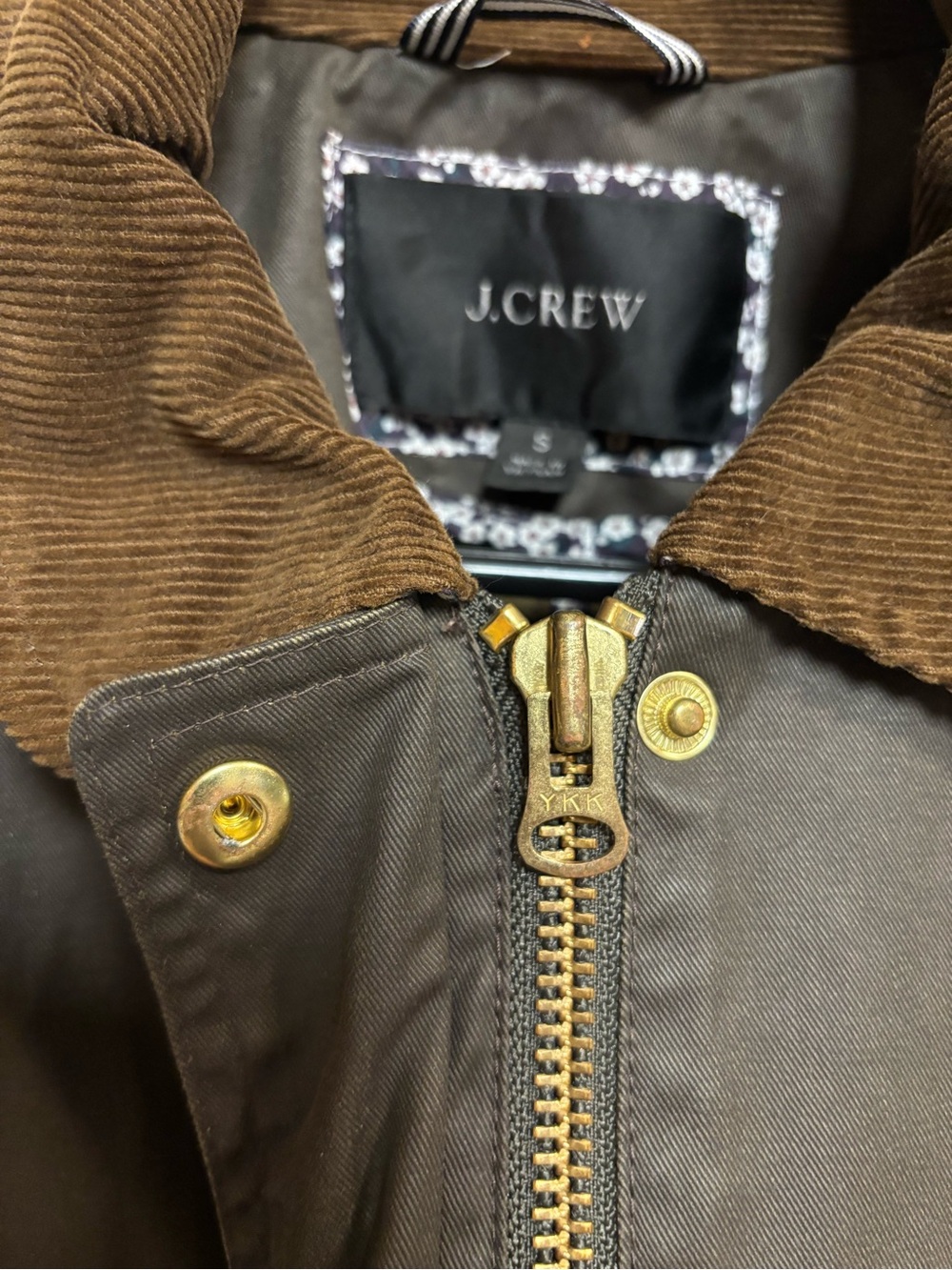 J.Crew Liberty Floral Waxed Cotton Barn Jacket Mossy Brown S - Picture 3 of 8
